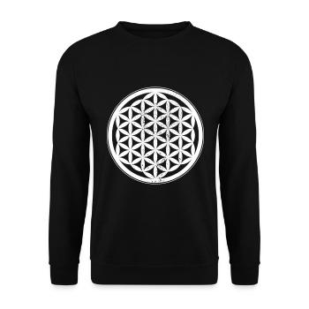 Lebensblume Flower Of Life Blume des Lebens Yoga - Unisex Pullover - Schwarz - Vorne - Alina (178cm) & Michal (187cm)