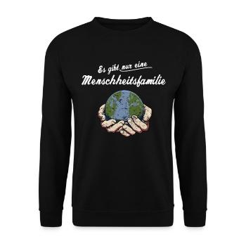 Menschheitsfamilie Friedensbewegung Peace - Unisex Pullover - Schwarz - Vorne - Alina (178cm) & Michal (187cm)