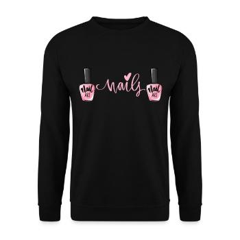Nagellack Nageldesign Manicure Nagelstudio Nägel - Unisex Pullover - Schwarz - Vorne - Alina (178cm) & Michal (187cm)
