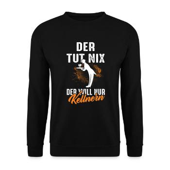 Kellner Kellnern Restaurant Bediunung Oberkellner - Unisex Pullover - Schwarz - Vorne - Alina (178cm) & Michal (187cm)