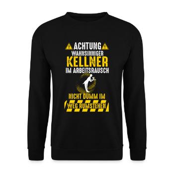 Kellner Oberkellner Ober Gastro Kellnern Restauran - Unisex Pullover - Schwarz - Vorne - Alina (178cm) & Michal (187cm)