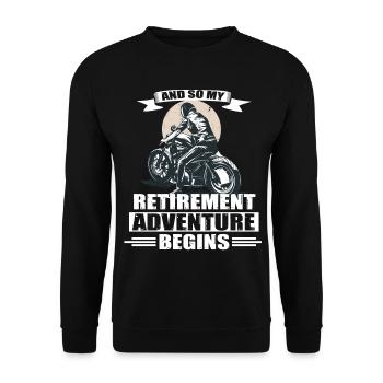 Motorradfahrer Rentner Ruhestand Biker Geschenk - Unisex Pullover - Schwarz - Vorne - Alina (178cm) & Michal (187cm)