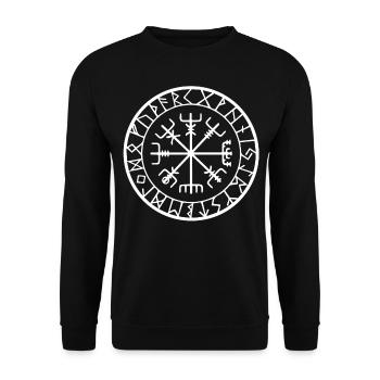 Vegvisir Futhark runes, Viking symbol - Unisex Sweatshirt - black - Front - Alina (178cm) & Michal (187cm)