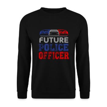 Futur officier de police - policiers policiers - Sweat-shirt Unisexe - noir - Devant - Alina (178cm) & Michal (187cm)