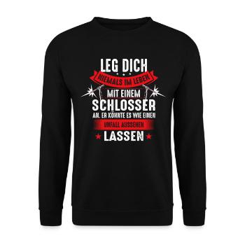 Lustiges Schlosser Schweisser Sprüche Geschenk - Unisex Pullover - Schwarz - Vorne - Alina (178cm) & Michal (187cm)