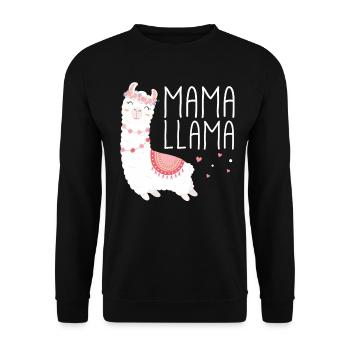 Mama Llama Lama Muttertag Geburtstag Geschenk Idee - Unisex Pullover - Schwarz - Vorne - Alina (178cm) & Michal (187cm)