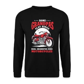 Opa Motorrad Großvater Opi Geburtstag Weihnachten - Unisex Pullover - Schwarz - Vorne - Alina (178cm) & Michal (187cm)