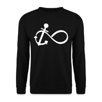 Endless Symbol Anker Zeichen - Unisex Pullover - Schwarz - Vorne - Alina (178cm) & Michal (187cm)