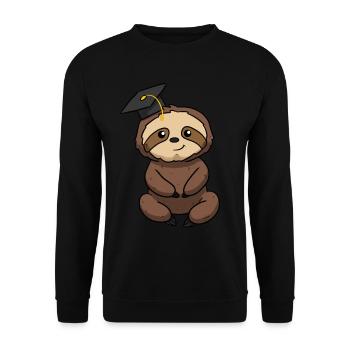 Graduation Sloth - Unisex Pullover - Schwarz - Vorne - Alina (178cm) & Michal (187cm)