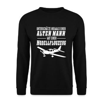 Modellflugzeug Flieger Flugzeug Pilot Modellbauer - Unisex Pullover - Schwarz - Vorne - Alina (178cm) & Michal (187cm)