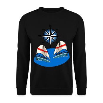Nordic sailing sailboat wind rose compass maritime - Unisex Sweatshirt - black - Front - Alina (178cm) & Michal (187cm)