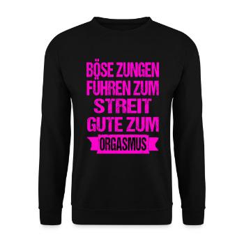 Sex Spruch Ficken Porno Swinger - Unisex Pullover - Schwarz - Vorne - Alina (178cm) & Michal (187cm)