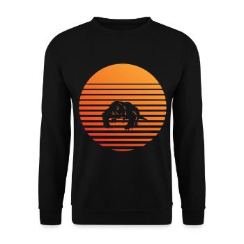 Komodowaran -Silhuette im Sonnenuntergang - Unisex Pullover - Schwarz - Vorne - Alina (178cm) & Michal (187cm)