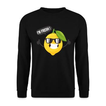 Funny lemon I'M FRESH with sunglasses - Unisex Sweatshirt - black - Front - Alina (178cm) & Michal (187cm)