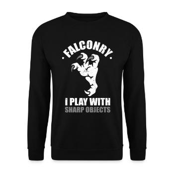 Falknerei Falkner Falknerin Beizjagd Greifvogel - Unisex Pullover - Schwarz - Vorne - Alina (178cm) & Michal (187cm)