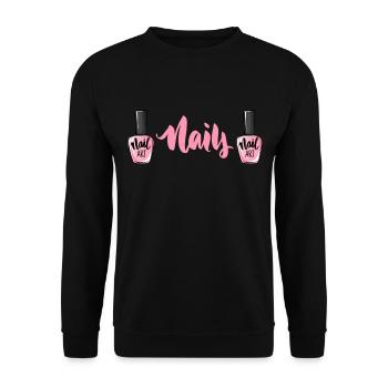 Nagellack Nageldesign Manicure Nagelstudio Nägel - Unisex Pullover - Schwarz - Vorne - Alina (178cm) & Michal (187cm)