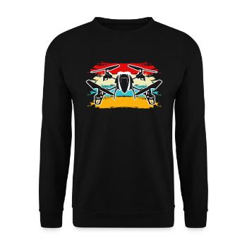 Retro Best Drone Pilot In Town - Unisex Sweatshirt - black - Front - Alina (178cm) & Michal (187cm)