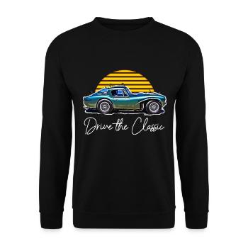 vintage car design, 80's nostalgia - Sweat-shirt Unisexe - noir - Devant - Alina (178cm) & Michal (187cm)
