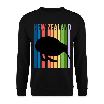 Kiwi New, Zealand, Retro Geschenk - Unisex Pullover - Schwarz - Vorne - Alina (178cm) & Michal (187cm)