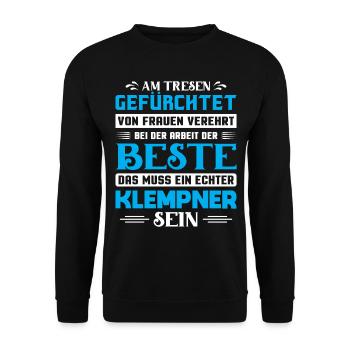 Heizungsbauer Heizungsbau Heizungsinstallateur - Unisex Pullover - Schwarz - Vorne - Alina (178cm) & Michal (187cm)