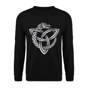 Welten Schlange Viking Wikinger Vintage Symbol - Unisex Pullover - Schwarz - Vorne - Alina (178cm) & Michal (187cm)