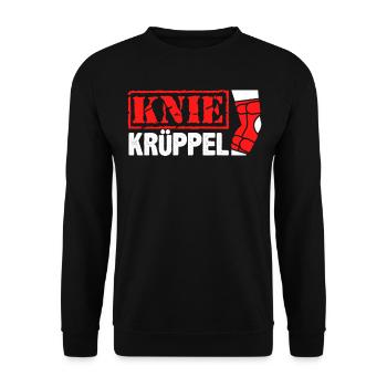 Kreuzband Knie Sportverletzung Krücken Geschenk - Unisex Pullover - Schwarz - Vorne - Alina (178cm) & Michal (187cm)