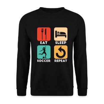 Women's soccer Eat sleep soccer repeat - Unisex Sweatshirt - black - Front - Alina (178cm) & Michal (187cm)