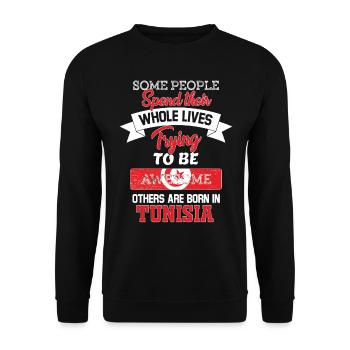 Né en Tunisie - Sweat-shirt Unisexe - noir - Devant - Alina (178cm) & Michal (187cm)