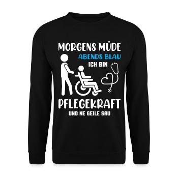 Altenpflegerin Altenpfleger Pfleger Pflegehelfer - Unisex Pullover - Schwarz - Vorne - Alina (178cm) & Michal (187cm)