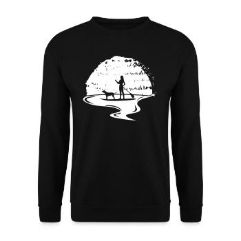 Stand UP Paddle avec chien - Sweat-shirt Unisexe - noir - Devant - Alina (178cm) & Michal (187cm)