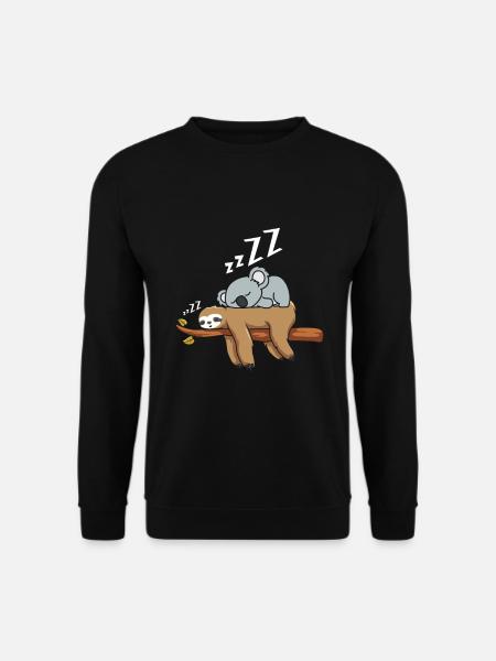 Langschläfer Müdes Faultier mit schlafenden Koala - Unisex Pullover - Schwarz