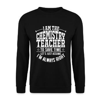Chemie Chemiker Molekül Atom Experiment Geschenk - Unisex Pullover - Schwarz - Vorne - Alina (178cm) & Michal (187cm)