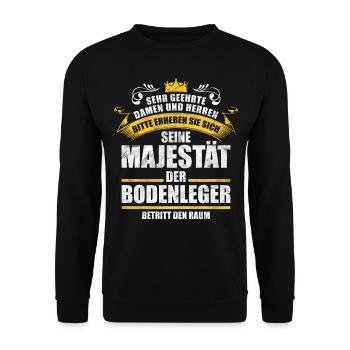 Bodenleger Handwerker Geschenk - Unisex Pullover - Schwarz - Vorne - Alina (178cm) & Michal (187cm)