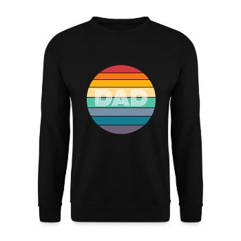 Rainbow DAD Shirt, Retro DAD, DAD Sunset, DAD - Unisex Pullover - Schwarz - Vorne - Alina (178cm) & Michal (187cm)