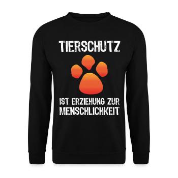 Tierschutz ist Erziehung Spruch Geschenk - Unisex Pullover - Schwarz - Vorne - Alina (178cm) & Michal (187cm)