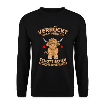 Schottisches Hochlandrind Spruch Lustig Rind Kuh - Unisex Pullover - Schwarz - Vorne - Alina (178cm) & Michal (187cm)