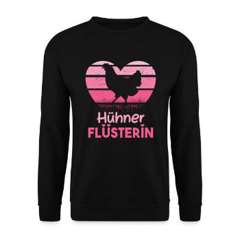 Hühnerflüsterin Landwirt Bauer Viehwirt Bauernhof - Unisex Pullover - Schwarz - Vorne - Alina (178cm) & Michal (187cm)