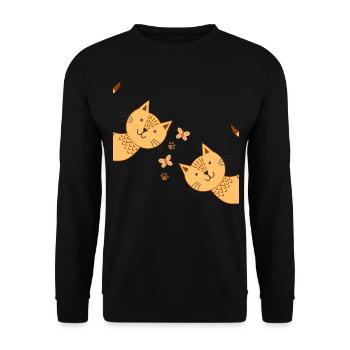 Cat cat paw cat face Two cats - Unisex Sweatshirt - black - Front - Alina (178cm) & Michal (187cm)