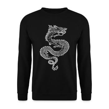 Japon dragon symbole minimaliste nuages blancs - Sweat-shirt Unisexe - noir - Devant - Alina (178cm) & Michal (187cm)