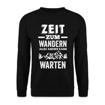 Wandern Wandersport Wanderer Wanderweg Bergsteiger - Unisex Pullover - Schwarz - Vorne - Alina (178cm) & Michal (187cm)