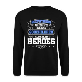 Baptism Godfather Godfather Godfather - Unisex Sweatshirt - black - Front - Alina (178cm) & Michal (187cm)