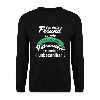 bester Freund Patenonkel unbezahlbar geschenk - Unisex Pullover - Schwarz - Vorne - Alina (178cm) & Michal (187cm)