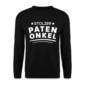 stolzer patenonkel tshirt geschenk spruch onkel - Unisex Pullover - Schwarz - Vorne - Alina (178cm) & Michal (187cm)