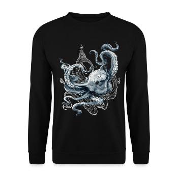 Octopus Realistic Blue Ocean Octopus Squid - Unisex Sweatshirt - black - Front - Alina (178cm) & Michal (187cm)