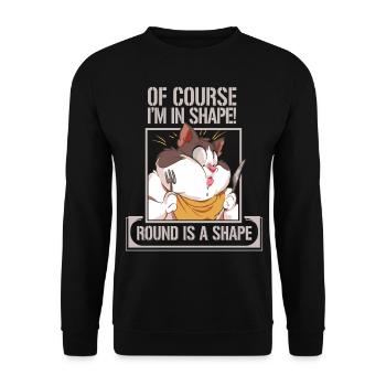 Fette Katze Meme scherzt pummelig komisch - Unisex Pullover - Schwarz - Vorne - Alina (178cm) & Michal (187cm)