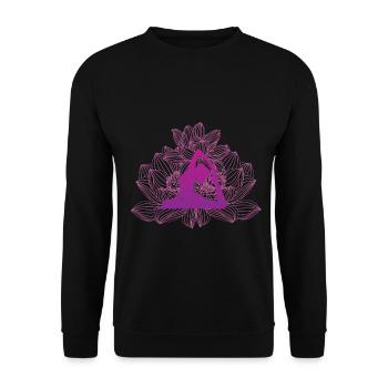 Méditation / Yoga / Idée cadeau fleur de lotus Namaste - Sweat-shirt Unisexe - noir - Devant - Alina (178cm) & Michal (187cm)