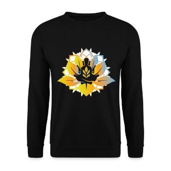 Meditation Lotusblüte Yoga Namaste Geschenkidee Om - Unisex Pullover - Schwarz - Vorne - Alina (178cm) & Michal (187cm)