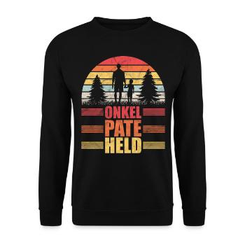 Onkel Neffe Nichte Geschenkidee - Unisex Pullover - Schwarz - Vorne - Alina (178cm) & Michal (187cm)