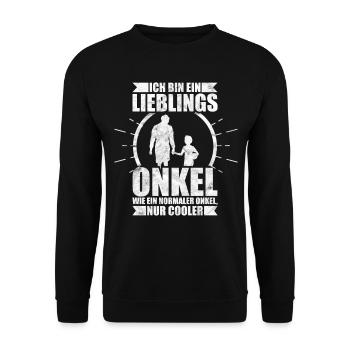 Onkel Nichte Neffe Geschenk - Unisex Pullover - Schwarz - Vorne - Alina (178cm) & Michal (187cm)