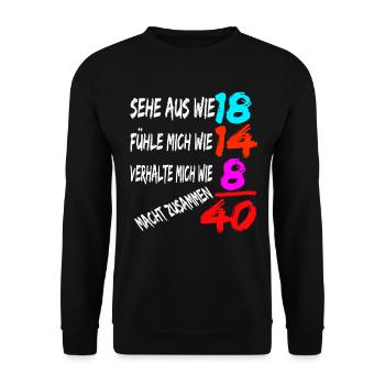 40 Geburtstag 40 Jahre alt Geschenk - Unisex Pullover - Schwarz - Vorne - Alina (178cm) & Michal (187cm)